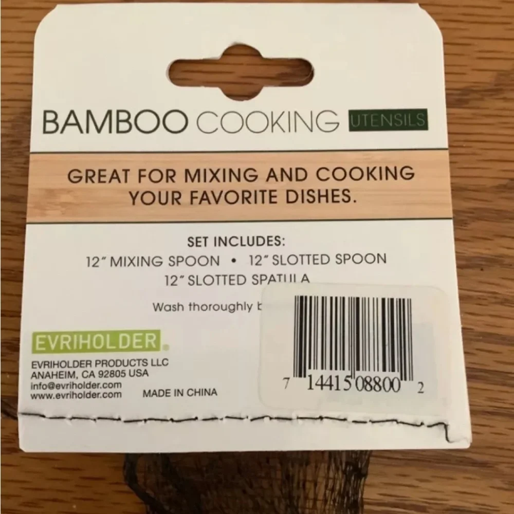 EVRI Bamboo Cooking Utensils Set - Natural and Black
